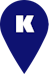 Blue balloon shape with the letter K in it